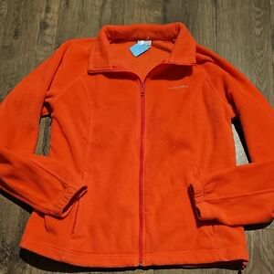 Columbia Women's Salmon Orange Fleece Jacket Xlarge Lightweight Outerwear